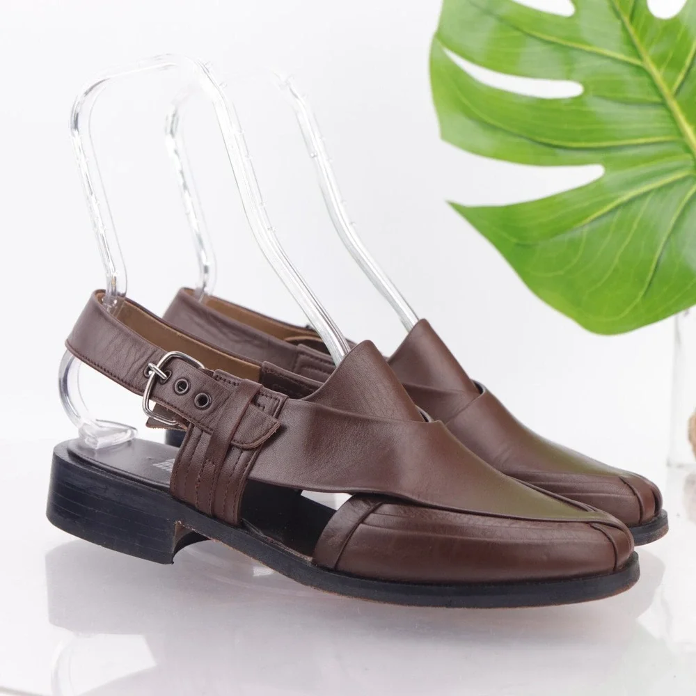 English Boot House Mens Sandals Size 9 Brown Leather Closed Toe Fisherman Shoes